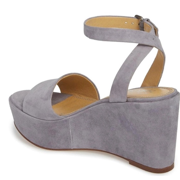 Splendid Felix Grey Suede Platform Wedges Sandals - Picture 2 of 7